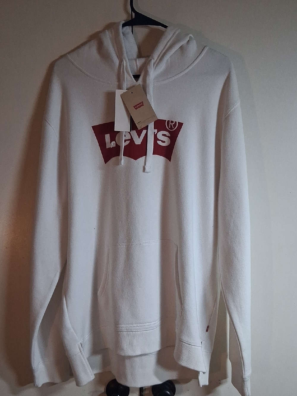 Levi's White Hoodie with Red Logo - Men's Pullover Sweater